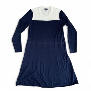 Tommy Hilfiger Navy & Cream Contrast Knit Sweater Dress size XL